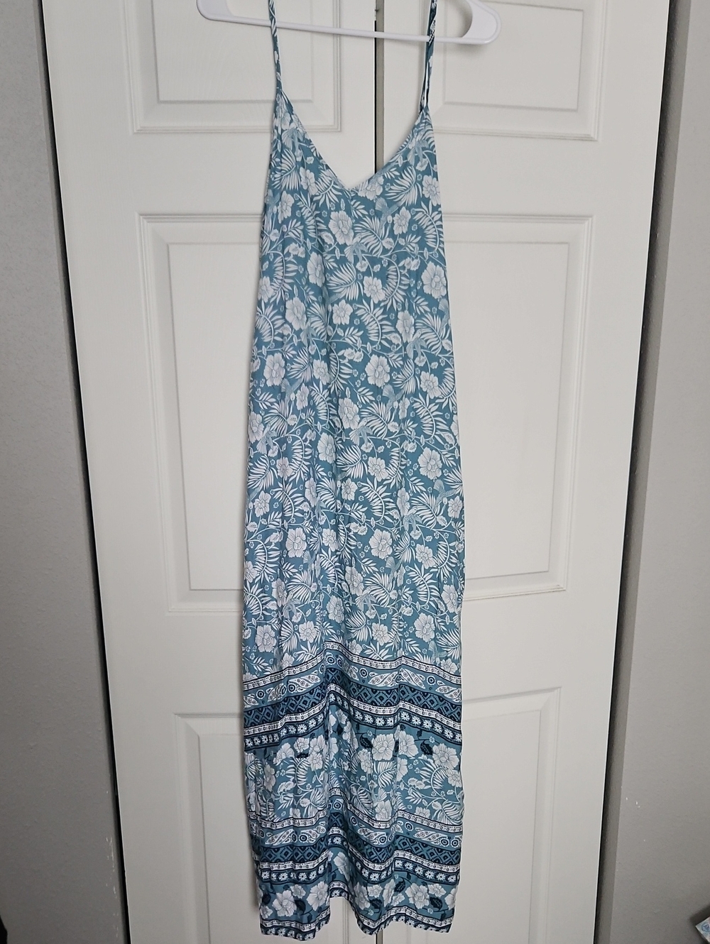 Blue Floral Maxi Slip Dress